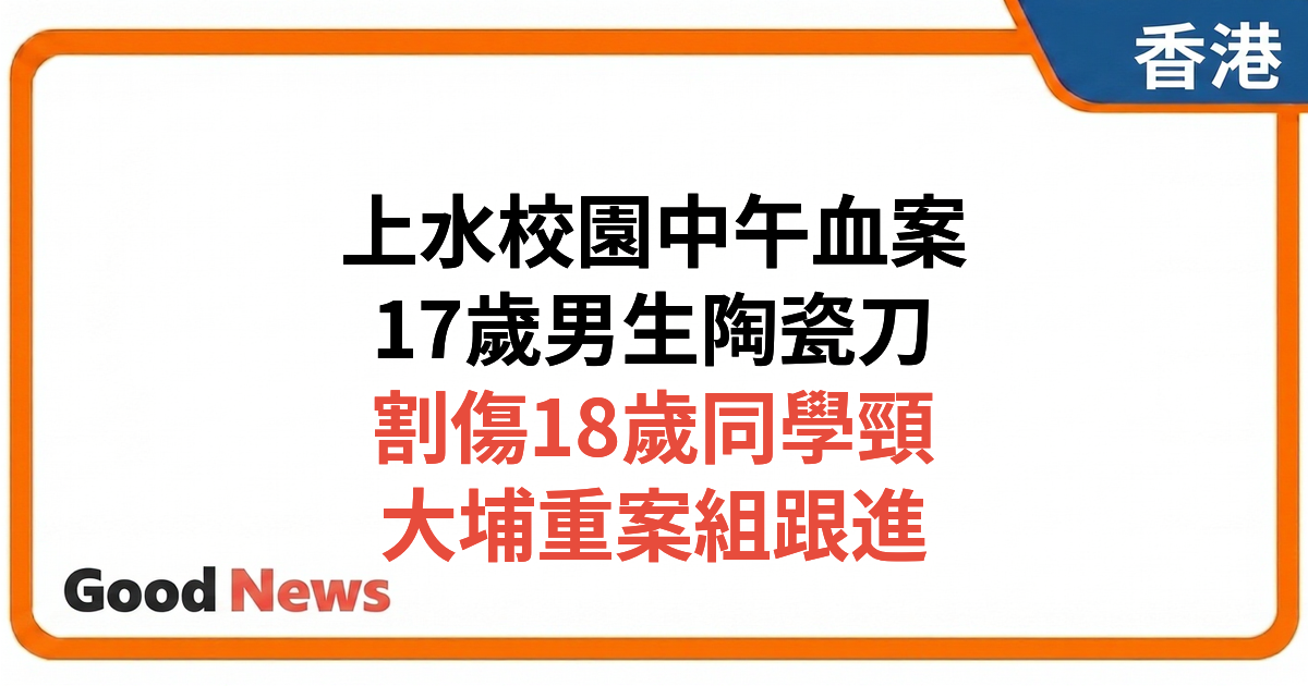 上水智昌路中學血案：17歲男生涉陶瓷刀傷18歲同學被捕