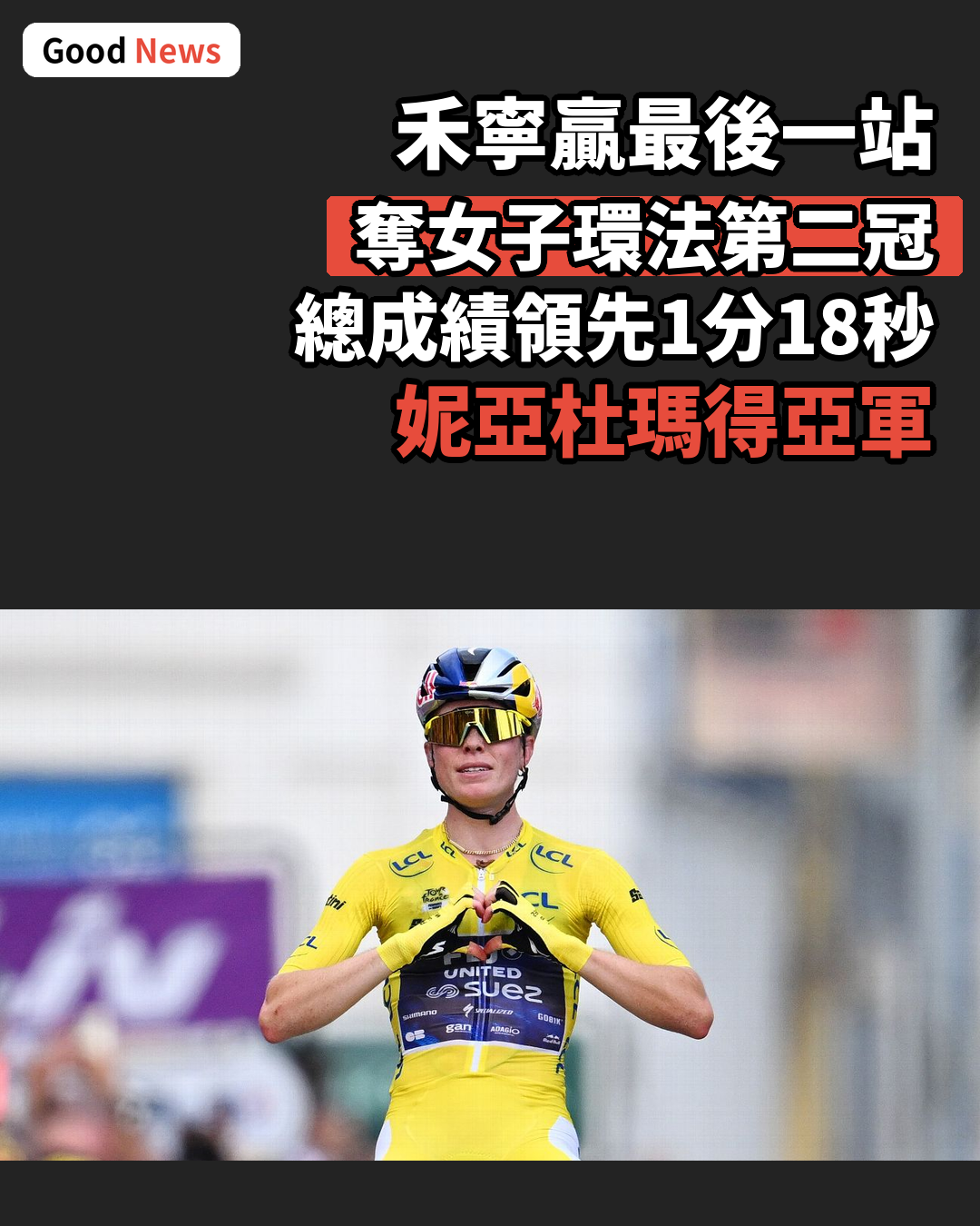 女子環法單車賽 禾寧贏最後一站奪第二冠