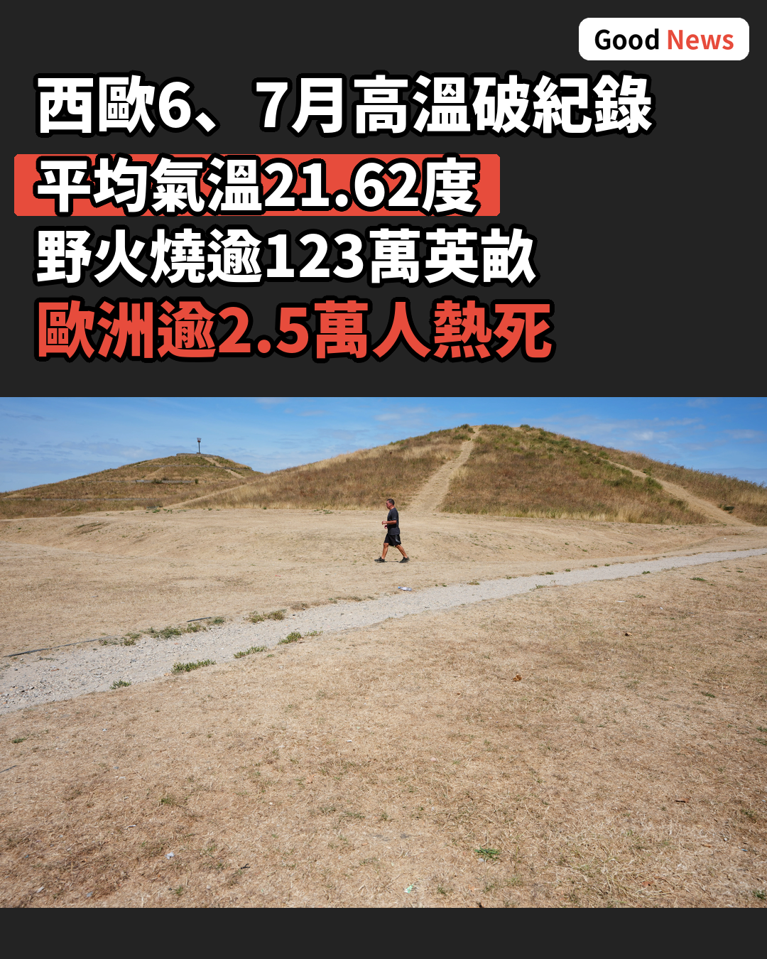 西歐6、7月高溫破紀錄 野火肆虐逾百萬英畝