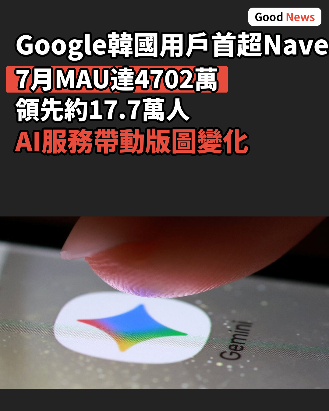 Google韓國用戶數首超Naver 入口網站版圖生變