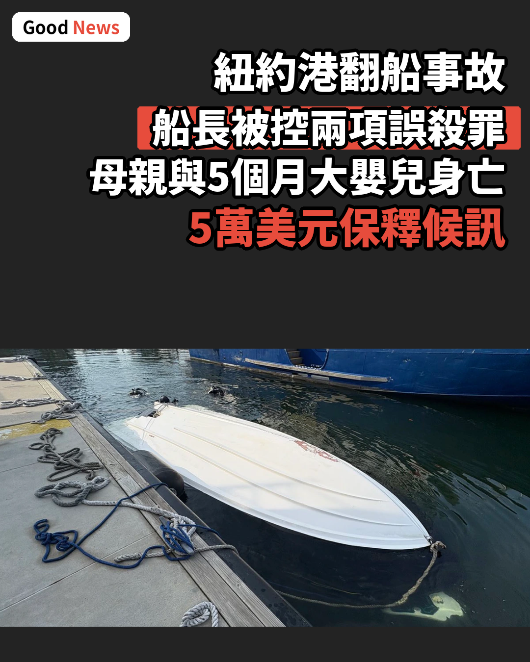自由神像附近翻船事故 船長被控誤殺罪