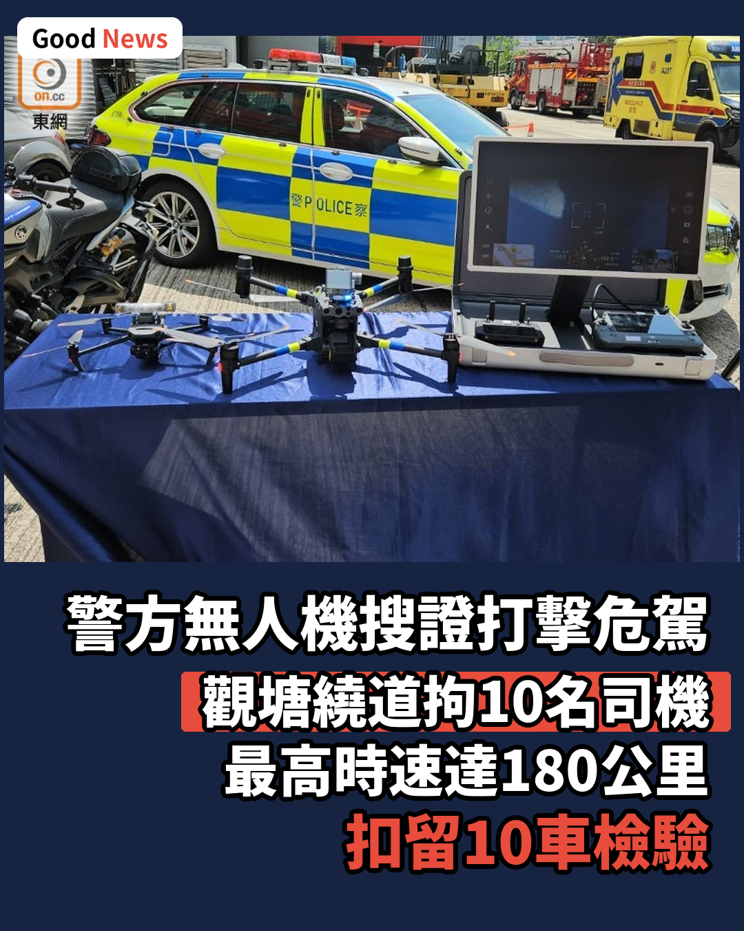 警方無人機打擊東九龍危駕 拘10司機