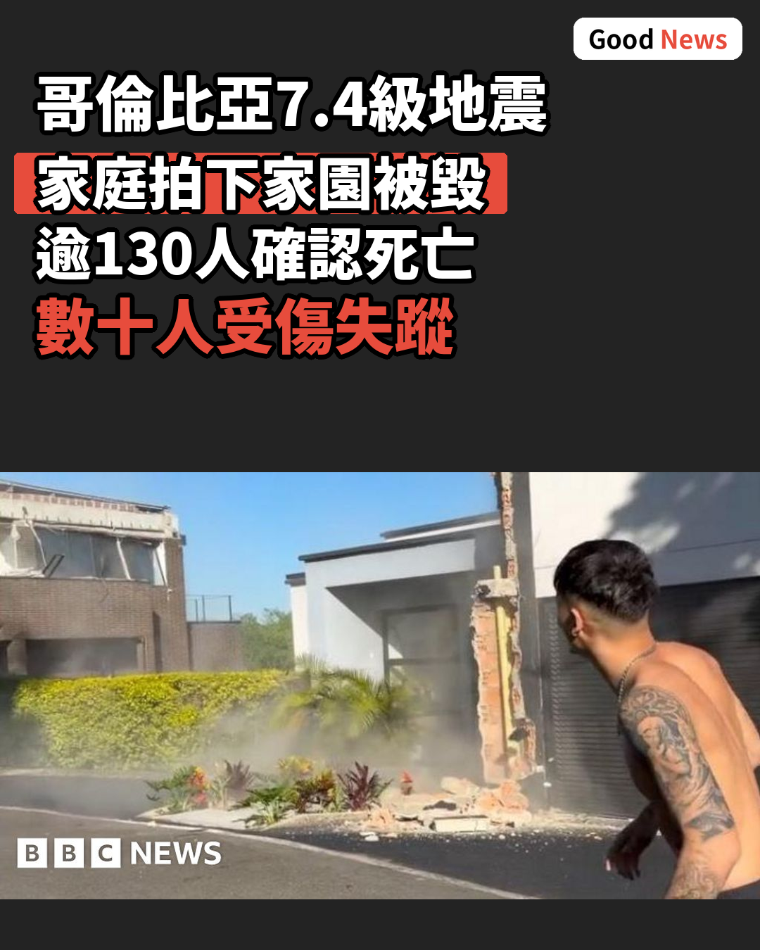 哥倫比亞7.4級地震 家庭目睹家園被毀