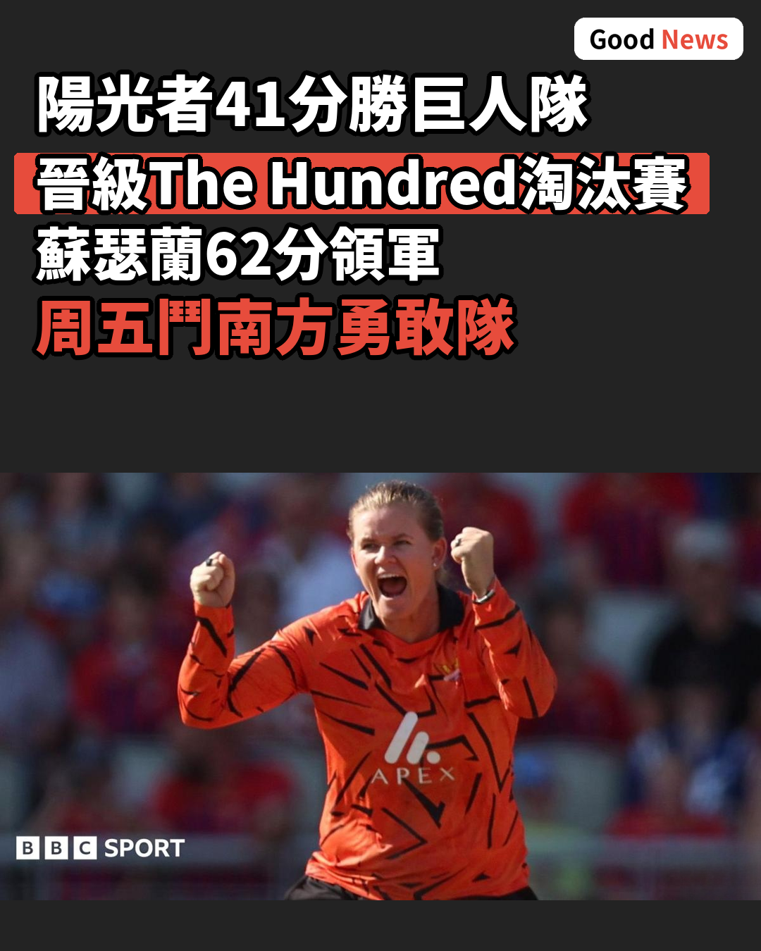 陽光者隊41分大勝巨人隊晉級淘汰賽