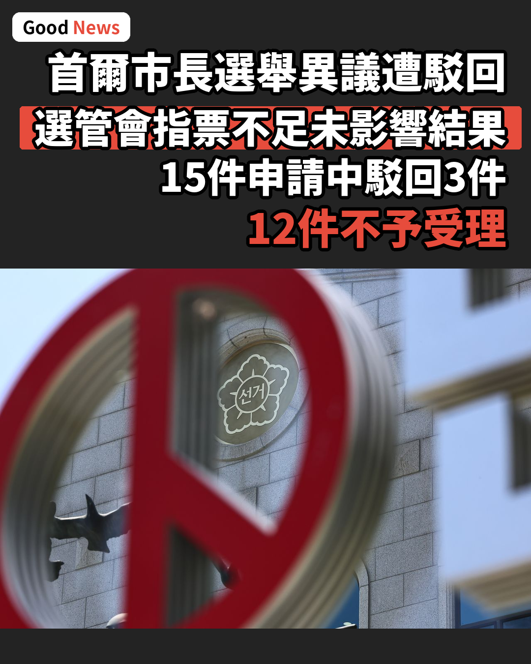 首爾市長選舉異議遭駁回 選管會指票不足未影響結果