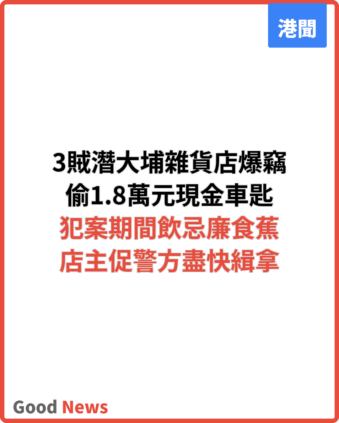 3賊潛大埔雜貨店爆竊 又飲又食掠1.8萬