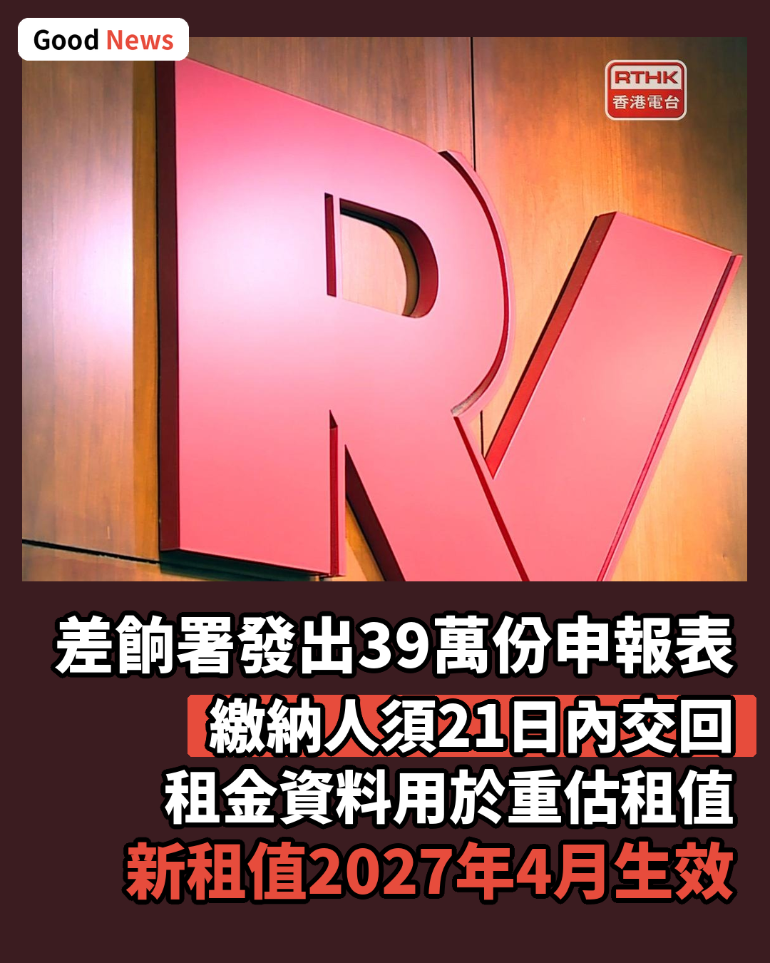 差餉物業估價署發出39萬份物業詳情申報表
