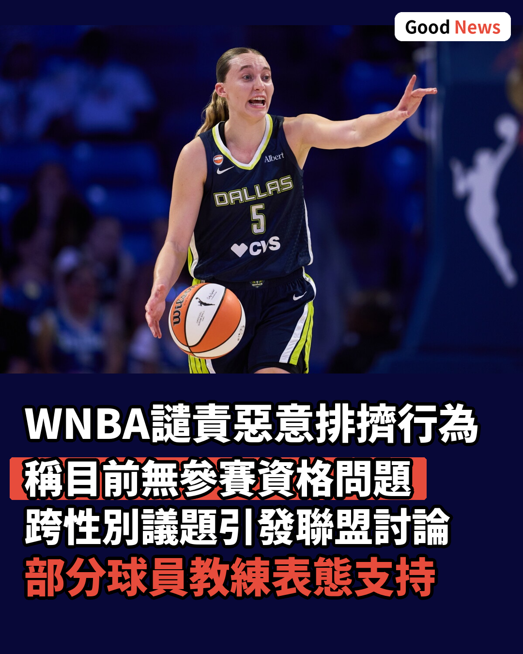 WNBA譴責跨性別運動員爭議中的惡意排擠行為
