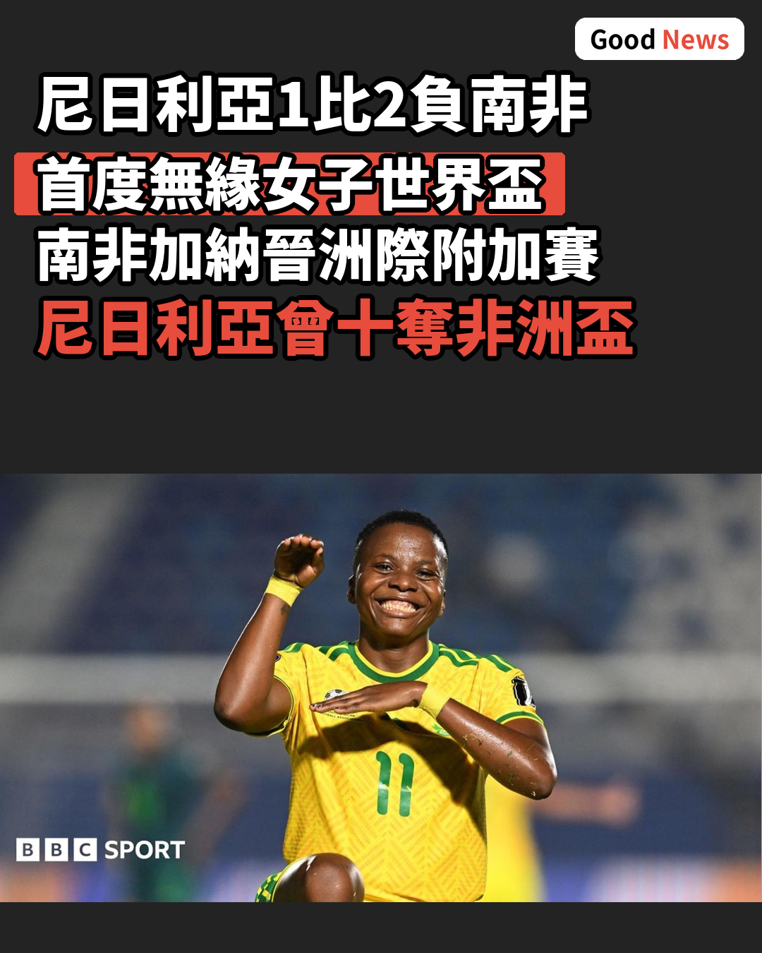 尼日利亞首度無緣女子世界盃 南非加納晉附加賽