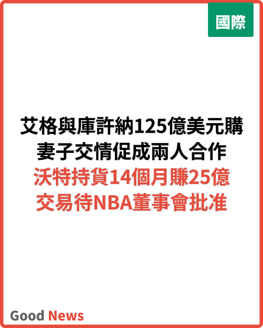 妻子交情牽線 艾格與庫許納收購湖人