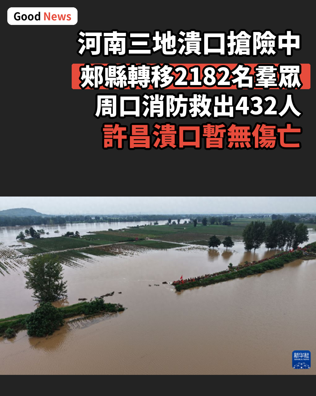 河南三地潰口搶險持續進行暫無人員傷亡