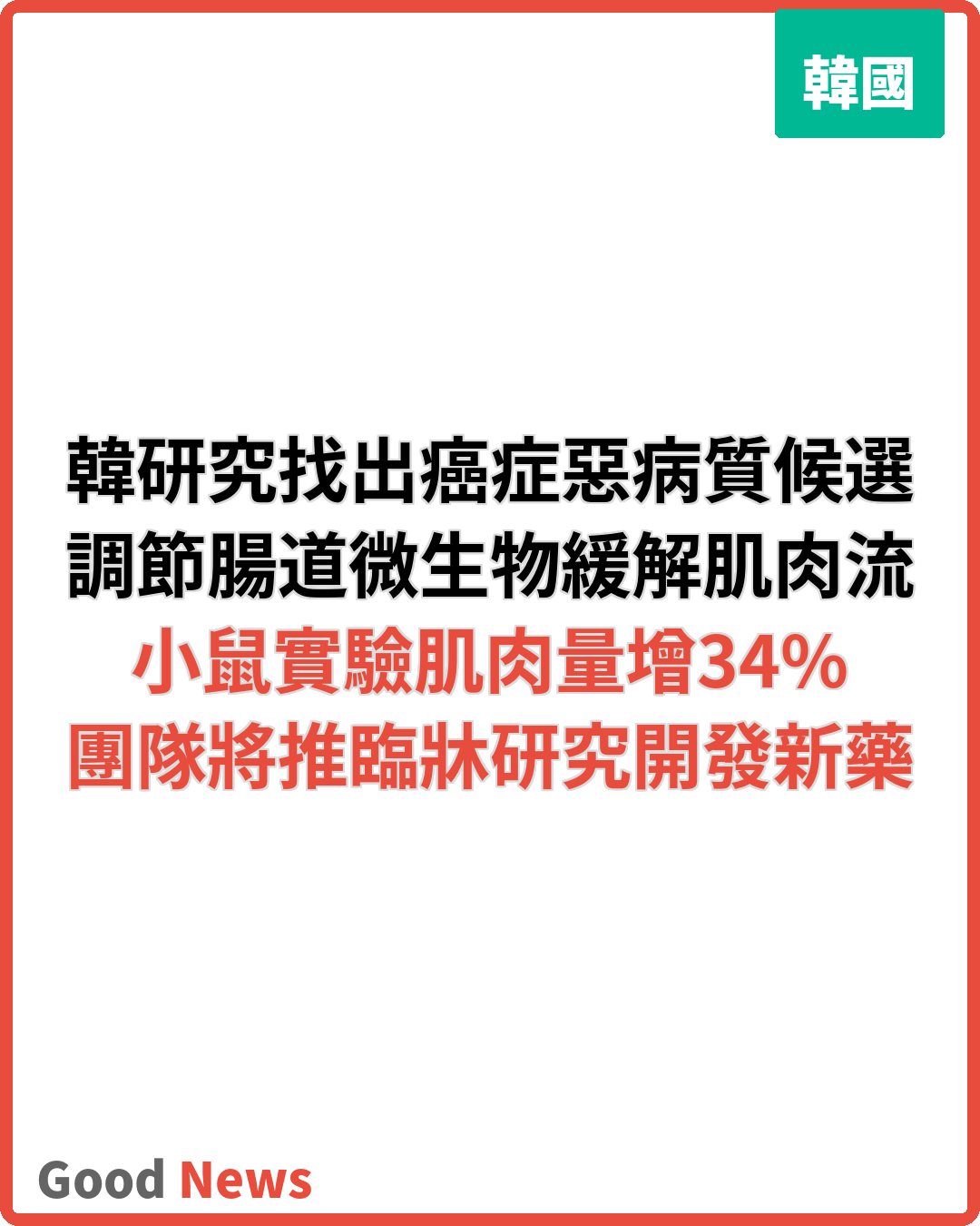 韓科學家以腸道微生物緩解癌症惡病質