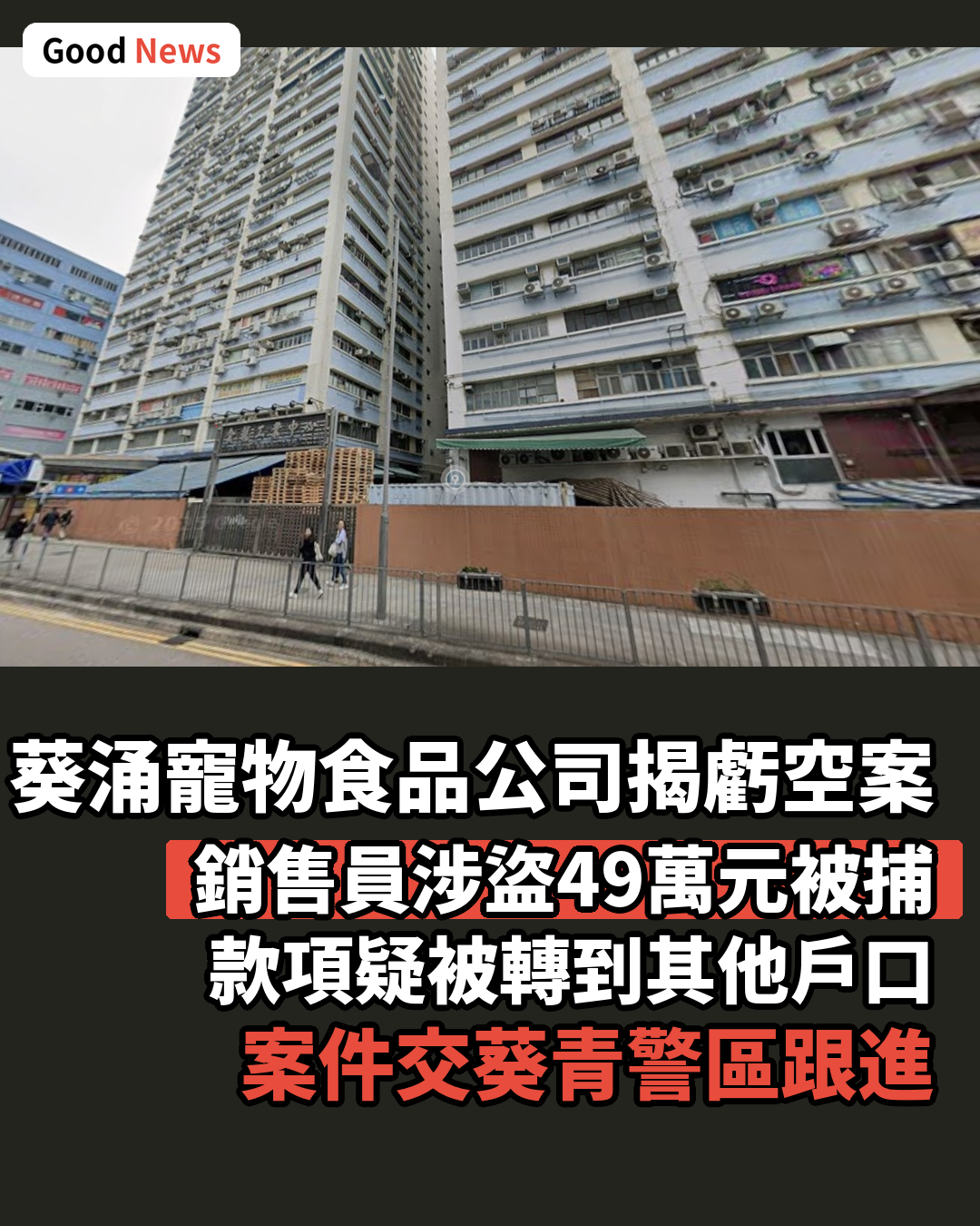 葵涌寵物食品公司揭虧空案　銷售員涉盜49萬被捕