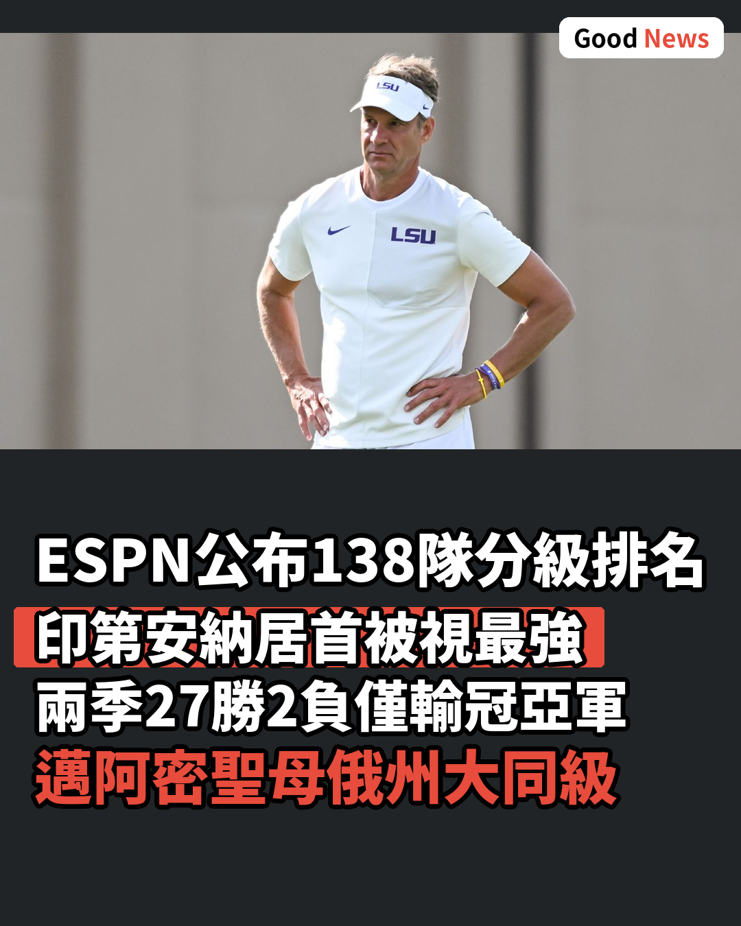 ESPN公布138隊分級排名 印第安納居首
