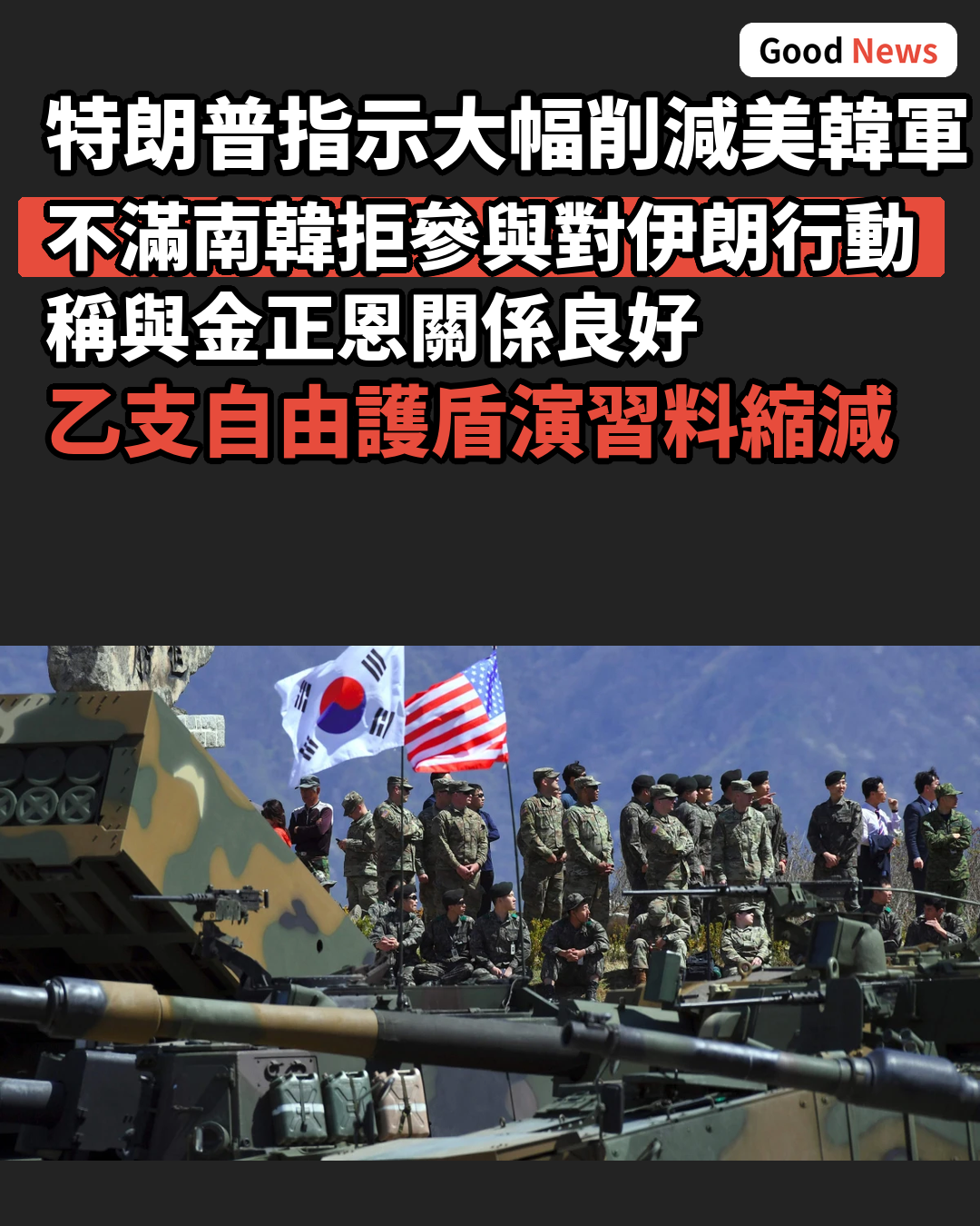 特朗普指示大幅削減與南韓聯合軍演