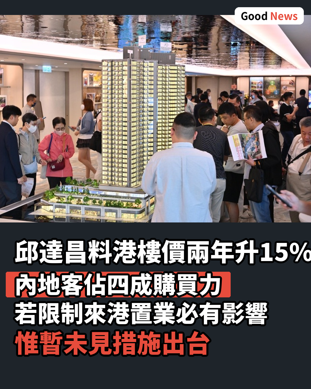 邱達昌料港樓價兩年升15% 關注內地收緊資金外流