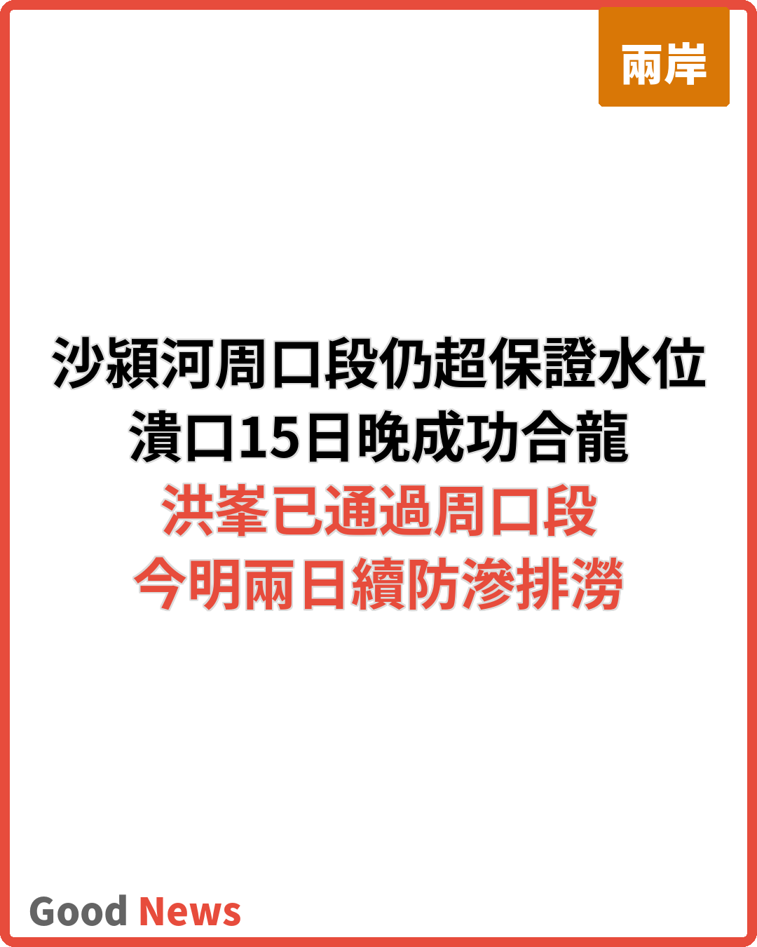 沙潁河周口段水位今明兩日仍超保證水位