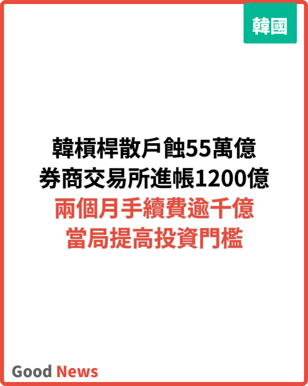 韓槓桿散戶慘蝕55萬億 券商交易所進帳1200億