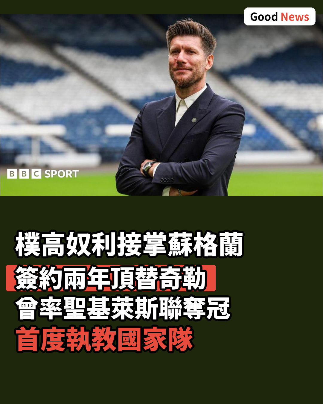 蘇格蘭任命樸高奴利為新任主帥