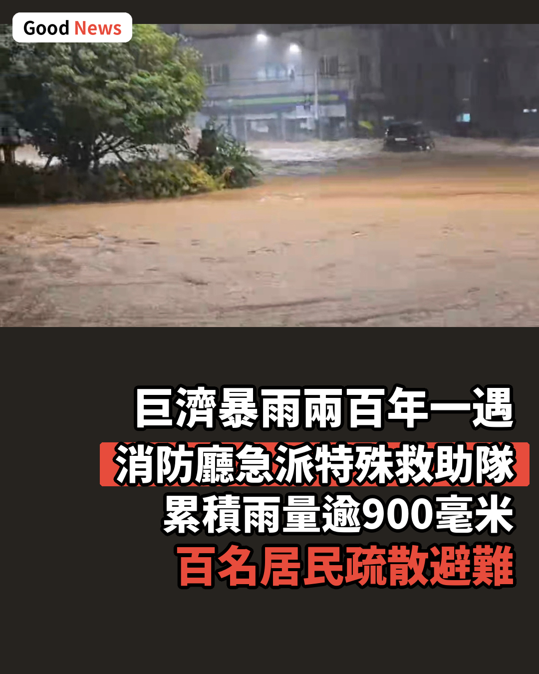 巨濟暴雨創紀錄 消防廳緊急投入特殊救助隊