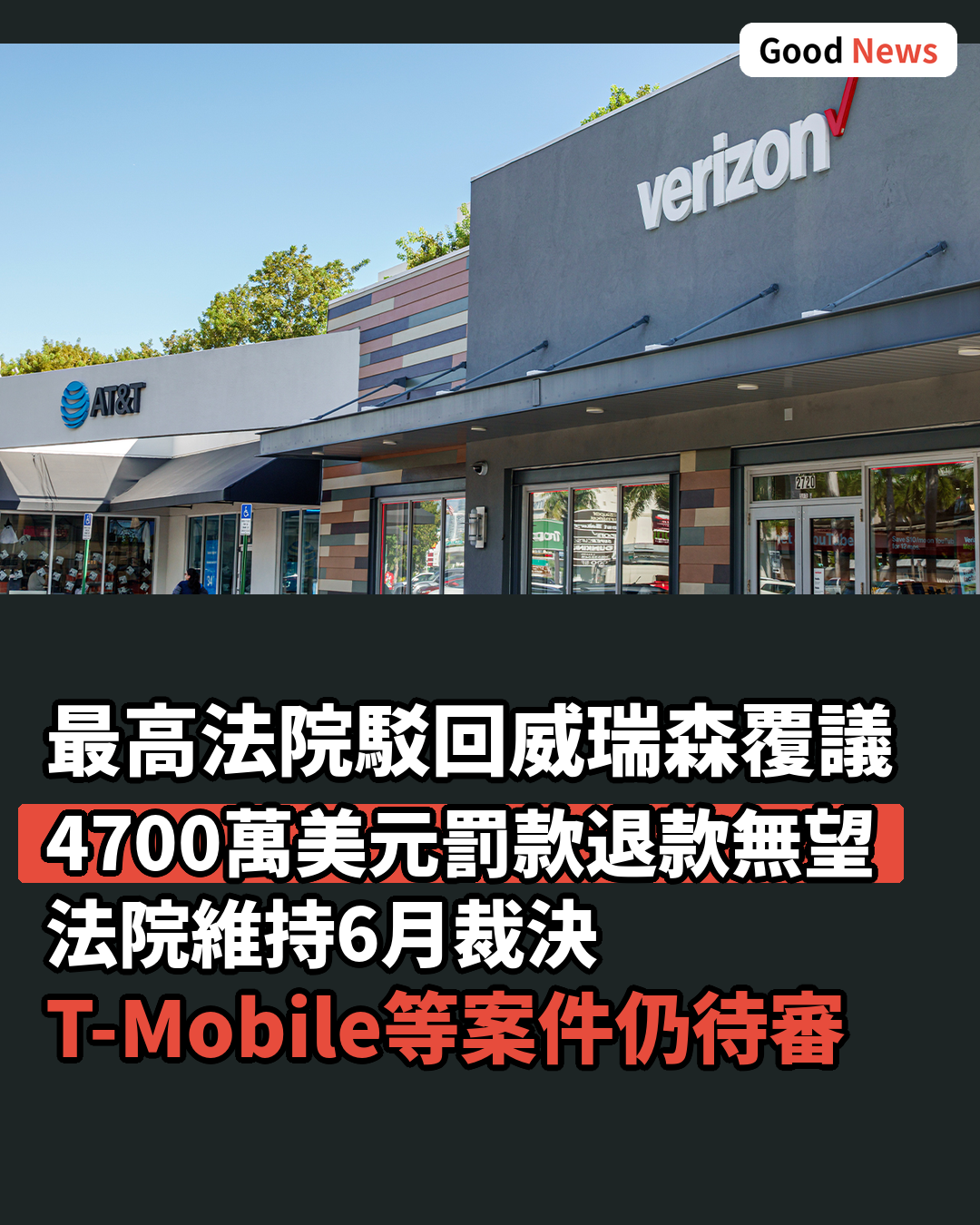 最高法院駁回Verizon上訴 4700萬美元罰款退款無望