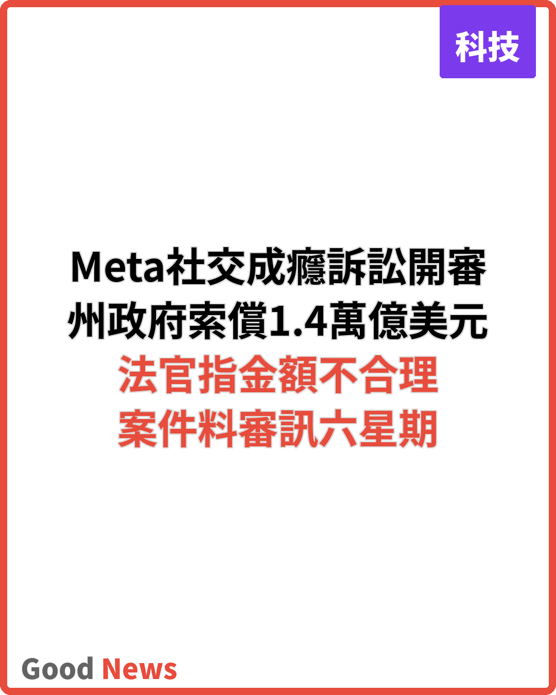 Meta涉青少年社交成癮訴訟開審 州政府索償1.4萬億美元