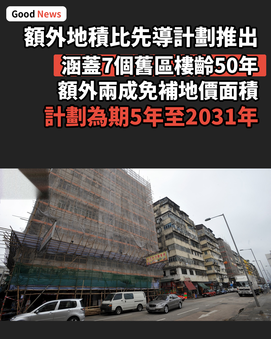 額外地積比率先導計劃下月推出 涵7舊區助重建