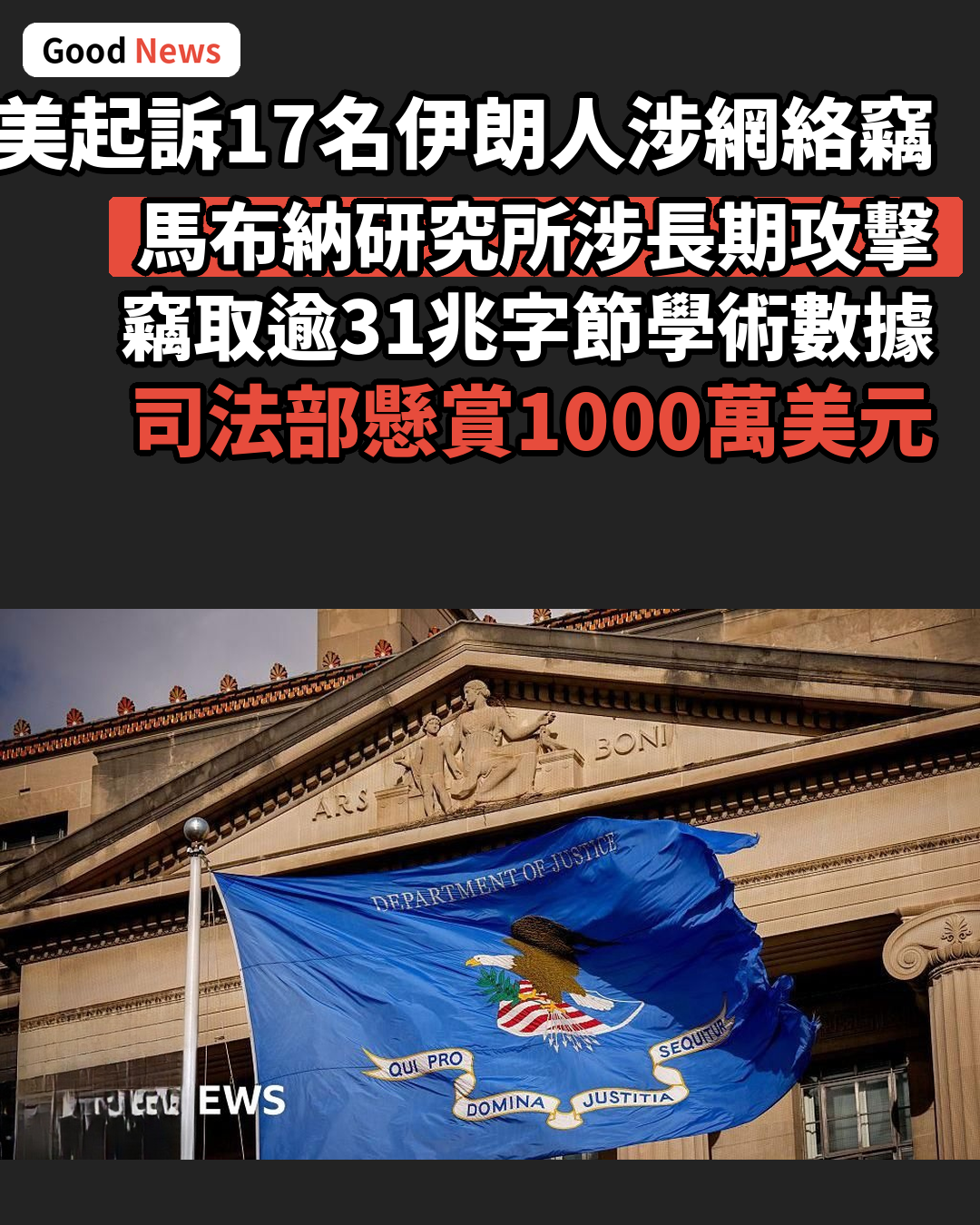 美國起訴17名伊朗人涉大規模網絡竊密