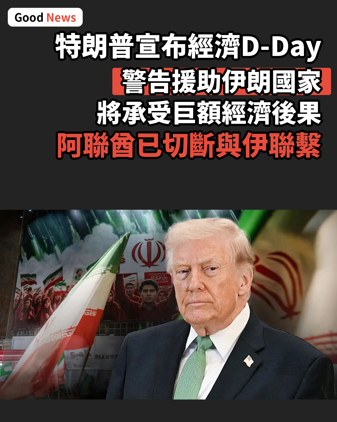 特朗普警告援助伊朗國家將承受巨額經濟後果