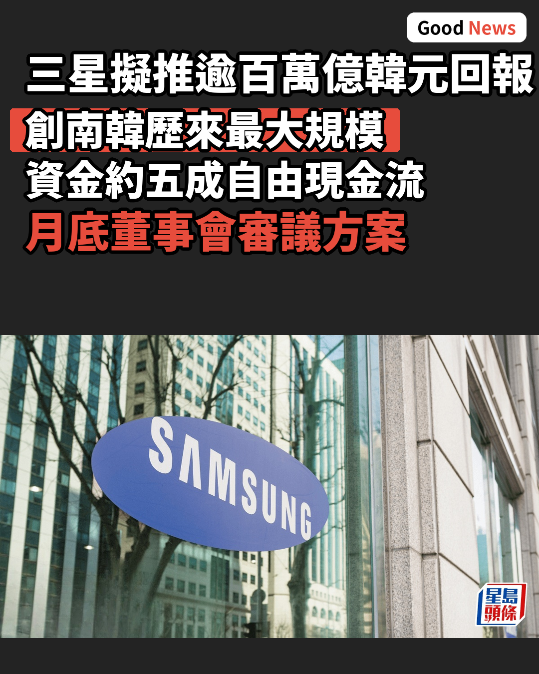 三星擬推逾百萬億韓元股東回報計劃 創南韓歷來最大規模