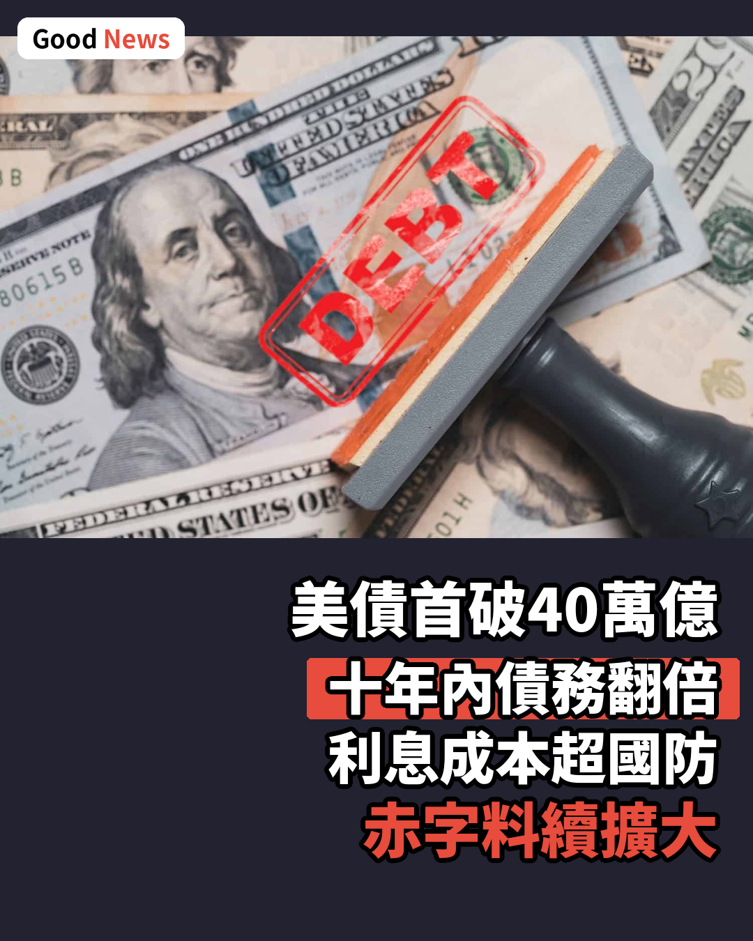 美國國債首破40萬億美元大關