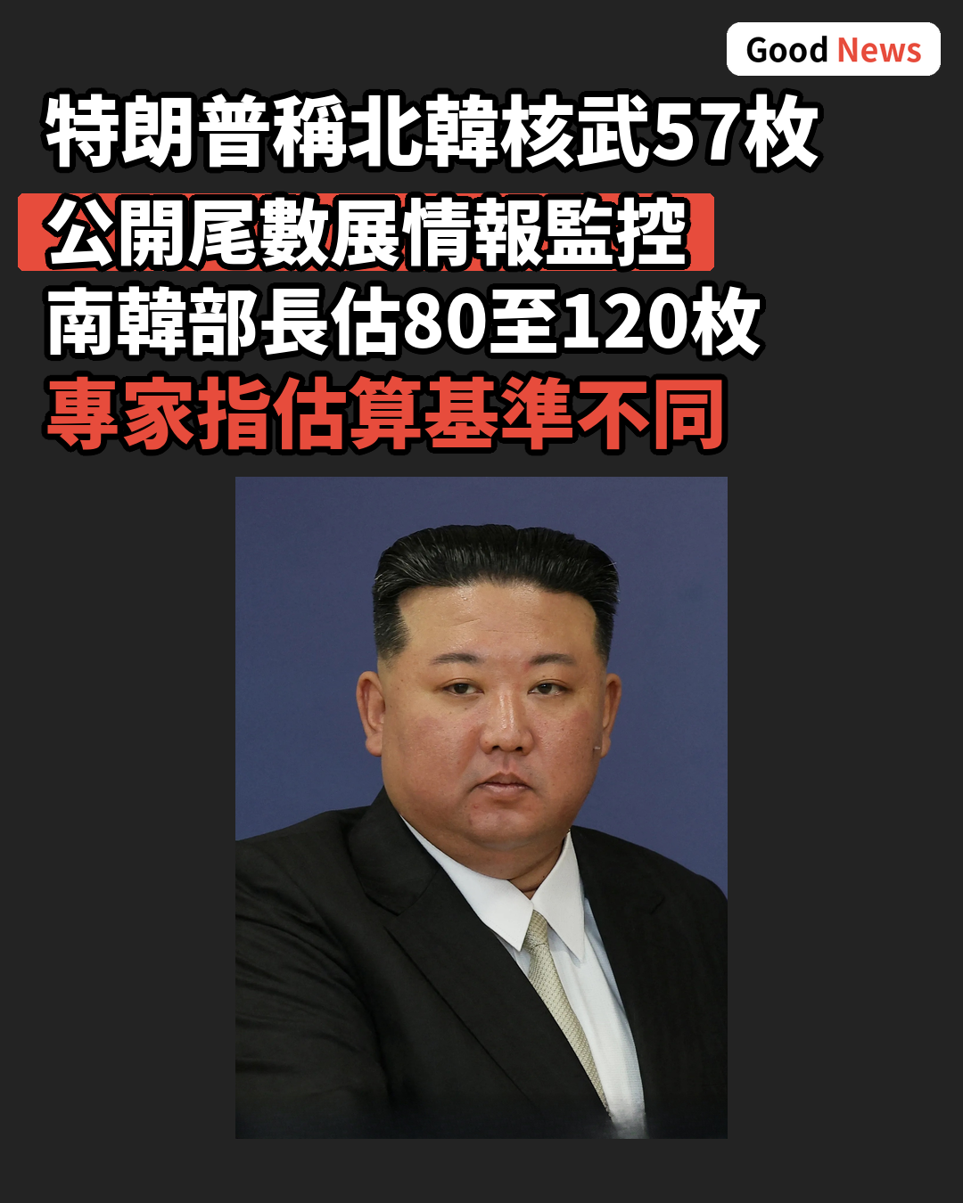 特朗普稱北韓核武57枚 南韓國防部長估80至120枚